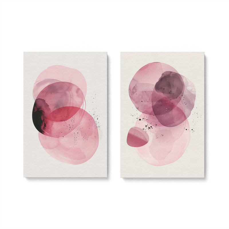 Ensemble de 2 quartz rose Aura, Toile tendue, H 37 po x l 64 po