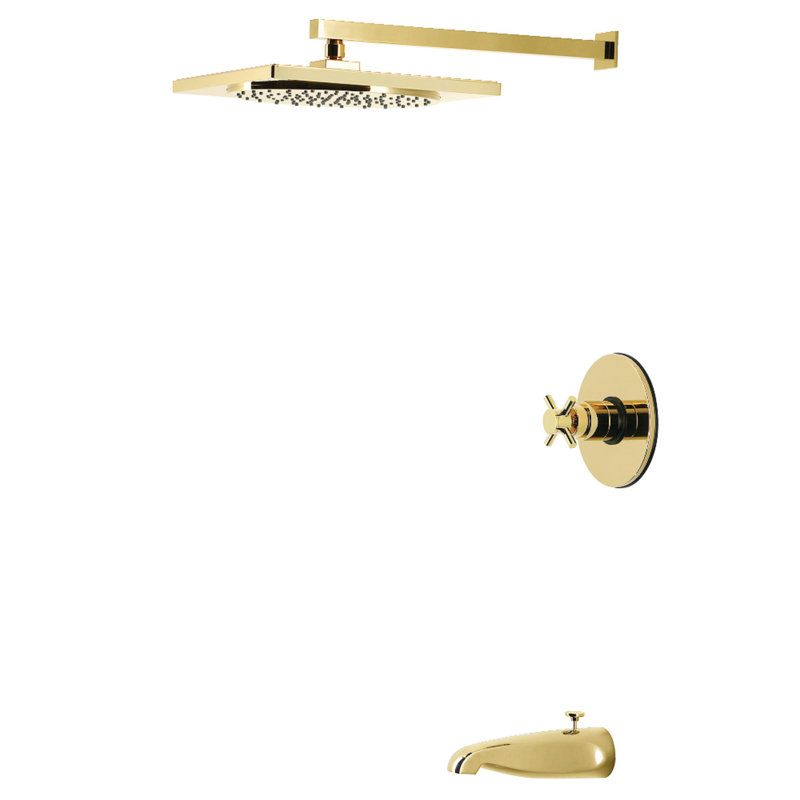 Kingston Brass Concord Single-Handle Pressure Balanced Tub and Shower Faucet, Polished Brass