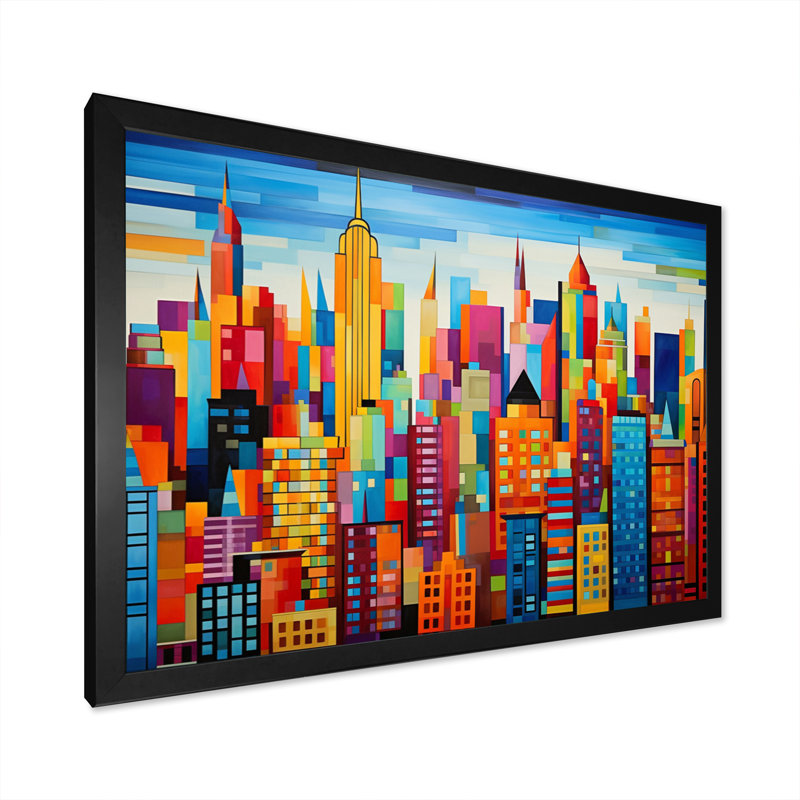 Pop Art New York In Color II - Pop Art, art mural, H 30 po x l 40 po x P 1,5 po, Cadre simple noir