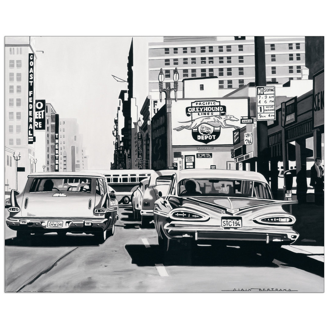 Greyhound Depot' by Bertrand Vintage Advertisement on Wood