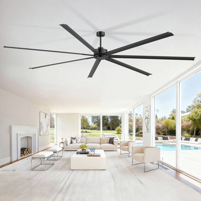 84/96/108/120 Inch Extra Large Ceiling Fan With Remote Control，Industrial Aluminum Blades Ceiling Fan Without Light