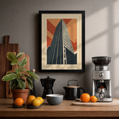 Skyscraper and Sunburst Art Deco - Framed Print
