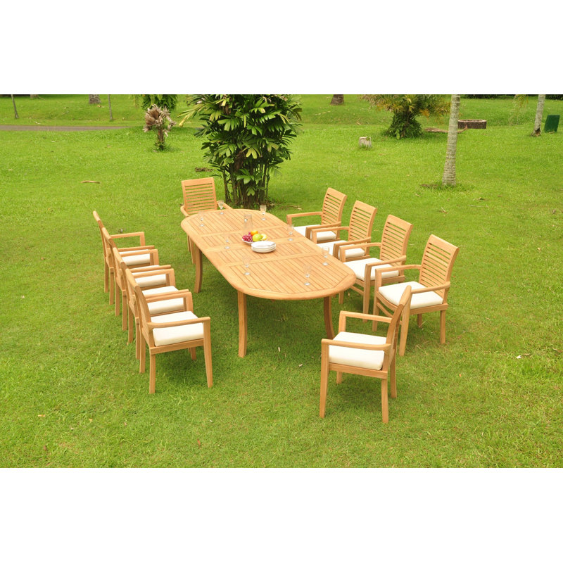 Homewood Outdoor 13 - Piece Teak Dining Set, 10, 30.5" H x 117" L x 40" W