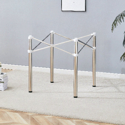Pied de table pliant argenté en acier inoxydable - Design multifonctionnel et peu encombrant pour différentes tailles de table - Idéal pour la maison, le bureau et l'extérieur