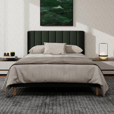 Upholstered Platform Bed Frame With Wingback