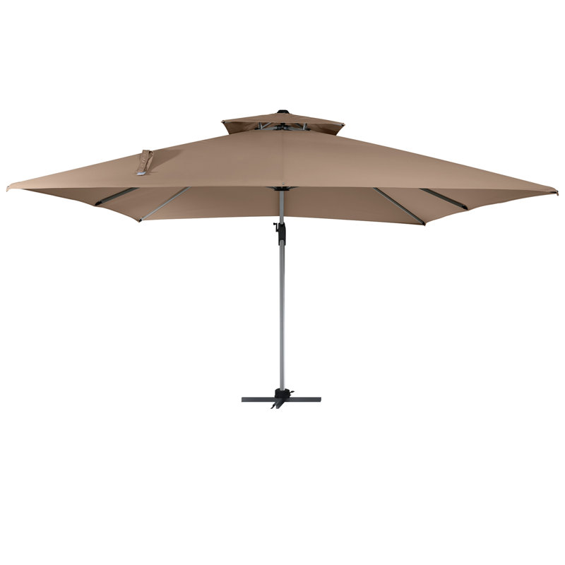 Parasol d'extérieur carré à double toit 11 pi en brun (sans base de parasol) 11 pi