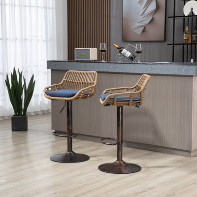 Modern Swivel Bar Stools Set Of 2 Chairs With Footrest For Kitchen, Dining Room
