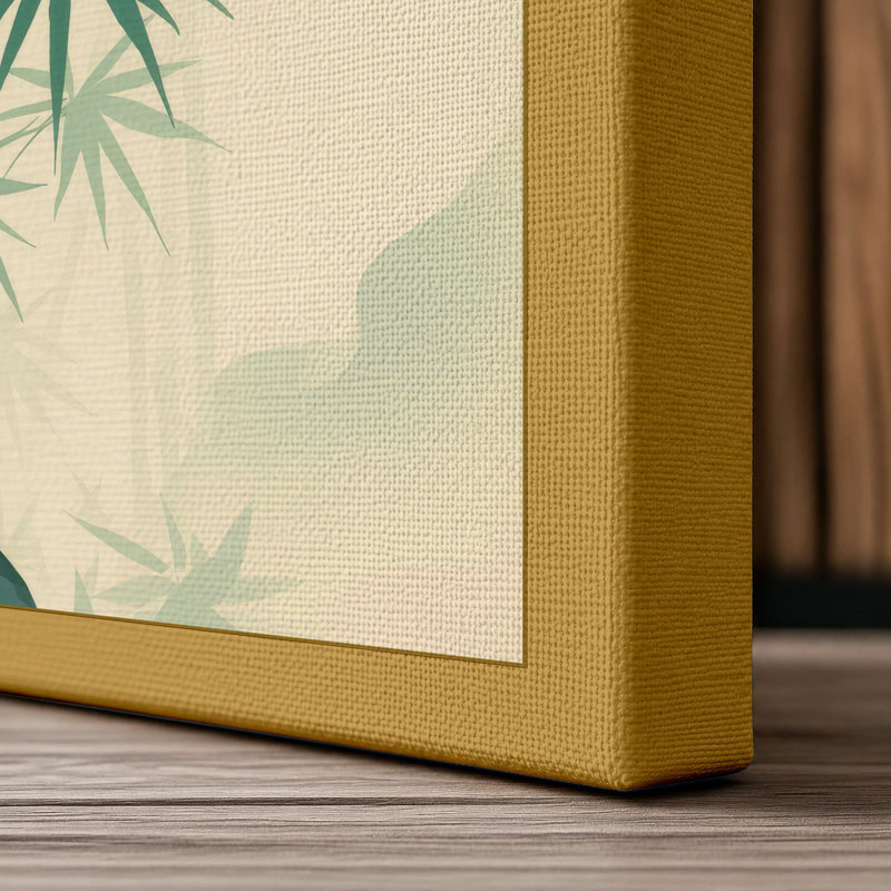Misty Bamboo Grove Japandi - Wrapped Canvas, 36x24 - 91.4 x 61.0 cm, Ochre Border