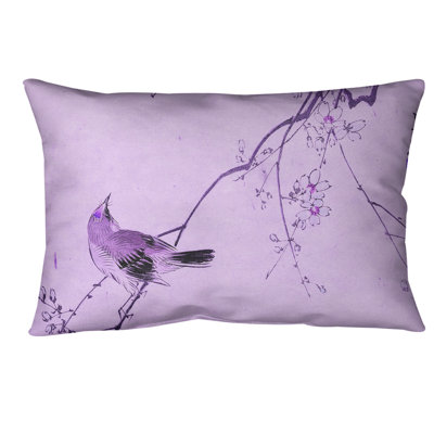 Housse d’oreiller rectangulaire en coton à motif d’oiseaux et de fleurs japonaises 100% et insert