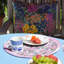 6 napperons ronds Romance is Blue / rose