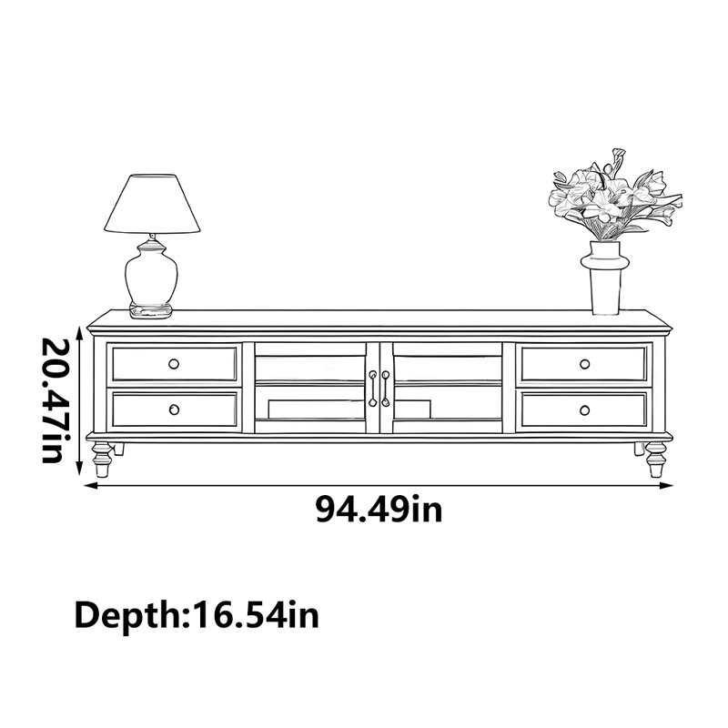 Meuble télé de style américain rétro, 94.49"