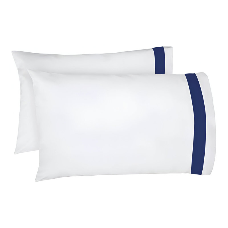 400TC Cotton Sateen Border Frame Cotton 4 Piece Sheet Set Fitted Sheet Fits Upto 16" Deep Pocket, Twin Sheet Set, Navy Blue