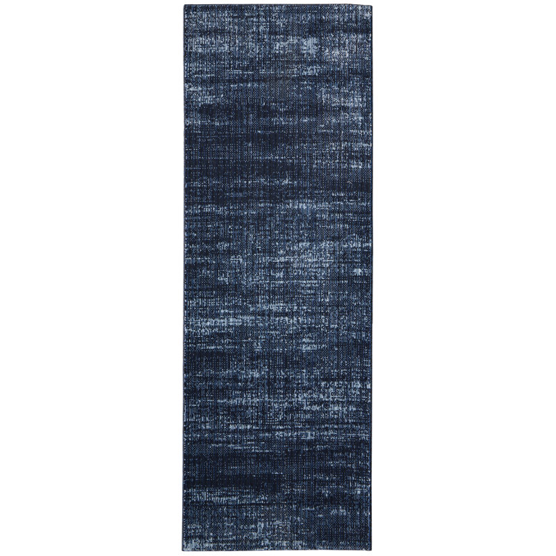 Esser Modern Solid, Accent Rug, Runner 2'6" x 7'3", Blue/Black