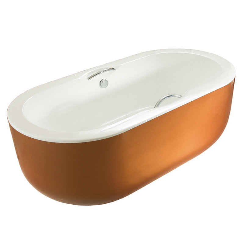 Ensemble de douche et baignoire incurvée moderne moderne en acrylique orange l 78,74 po x H 25,59 po