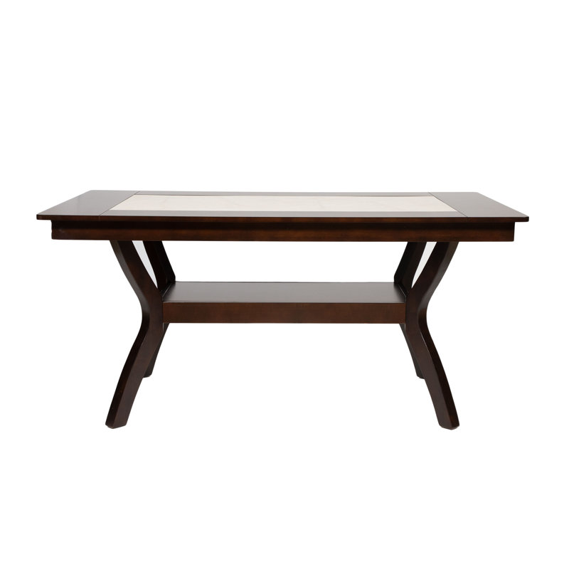 Gabaldon Solid Wood Base Dining Table, Dark Cherry/ Ivory