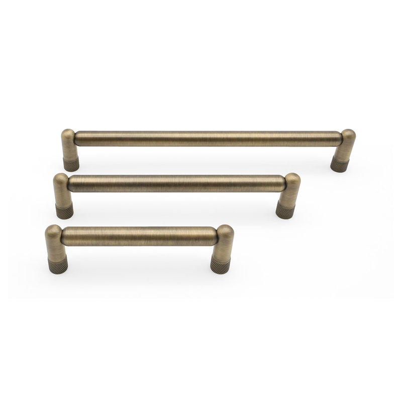 Knurled Bar / Handle Pull, 6", Aged Brass