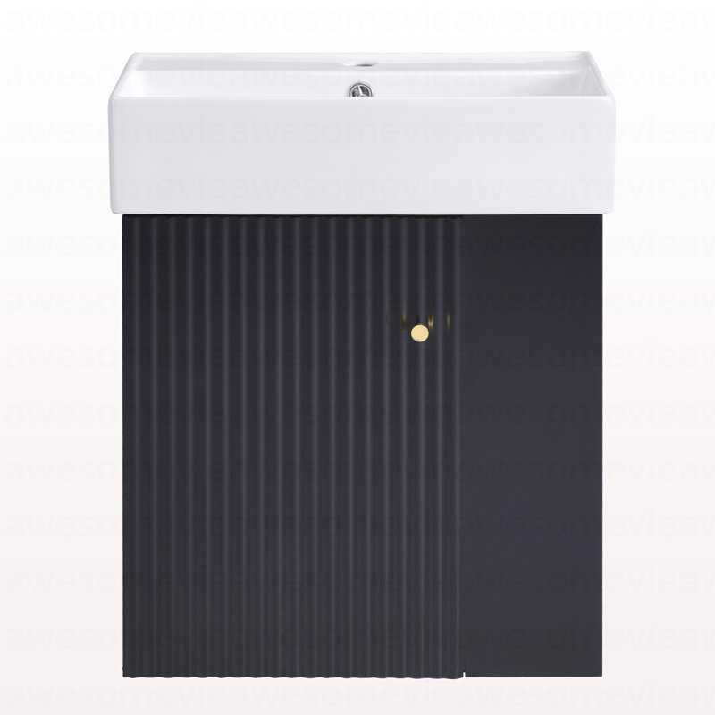 Meuble-lavabo flottant moderne de 21,6 po avec lavabo en céramique - pour les petites salles de bain, rangement à droite