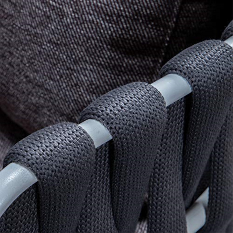 Chaise de patio avec coussins Gavin, Structure noire / Coussin mauve foncé