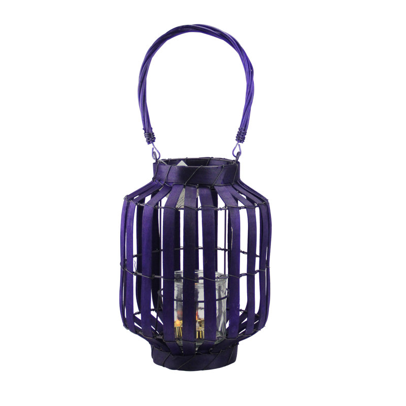 Tropicalia 20" Tropicalia Cabana Tiki Bar Votive Candle Holder Lantern, Deep Purple