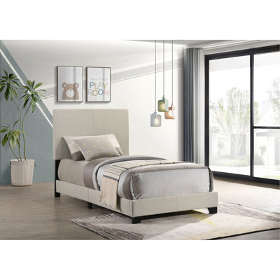 Efram Cream Upholstered Twin Panel Bed