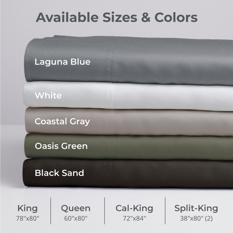 Cariloha Retreat 4-Piece Sateen Sheet Set | Lyocell Material | Breathable, Corner Straps, Extra soft & Cooling, Coastal Gray