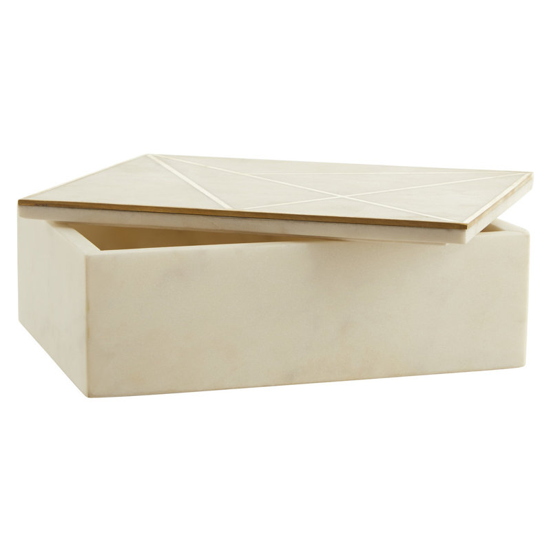 Siri Handmade Marble Decorative Box, 8cm H x 23cm W x 18cm D