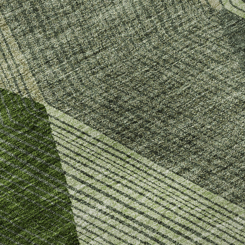 Premium Machine Washable Prisco Green Rug, Rectangle 3' x 5'