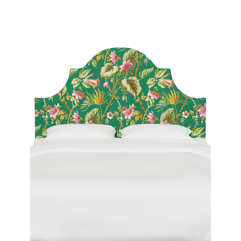 Tête de lit rouge à motifs faits de tissu de rouge et de tissu fabriqué par Chiffon & Company Geneva, Très grand