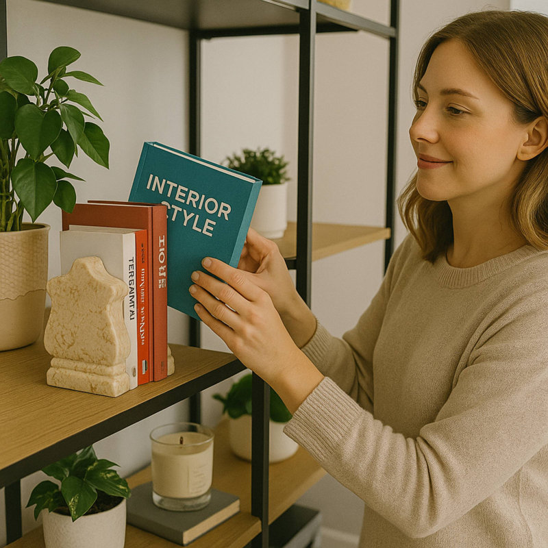 Serre-livres en marbre naturel champagne