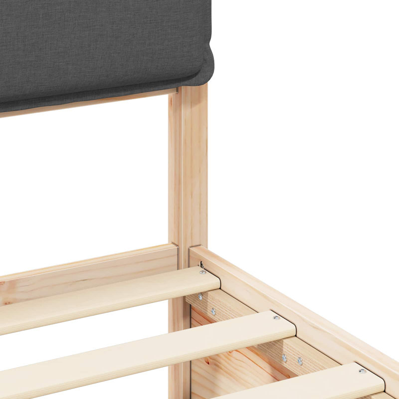 Solid Wood Bed Frame, European Double (140 x 200 cm), Natural/Dark Grey