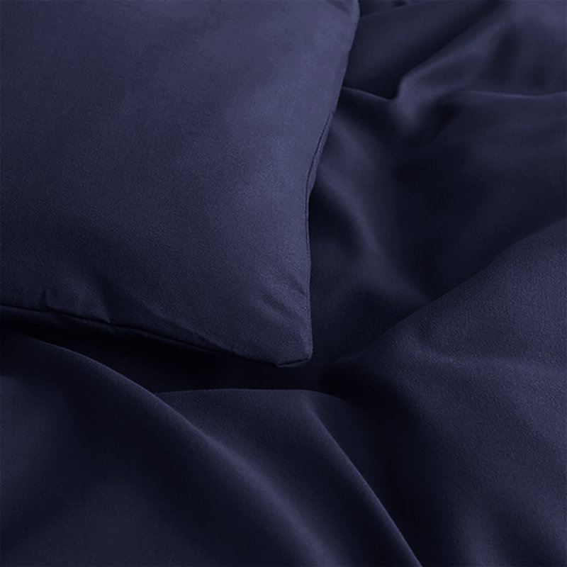 Plain Microfibre Reversible Contemporary Quilt Duvet Cover with Pillowcases, Double Duvet Cover - 2 Standard Pillowcases