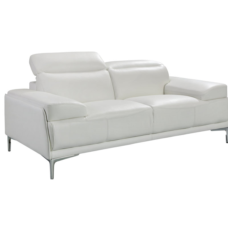 Mcglynn 72'' Faux Leather Loveseat, White Faux Leather