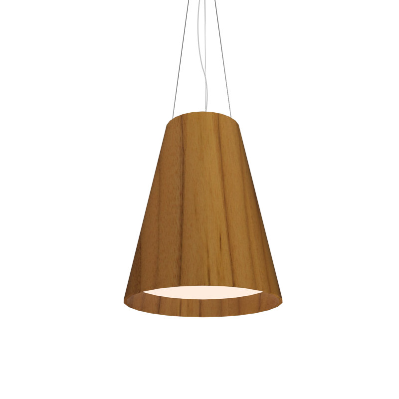Luminaire suspendu conique unique à 3 lumières, Teck, Teck
