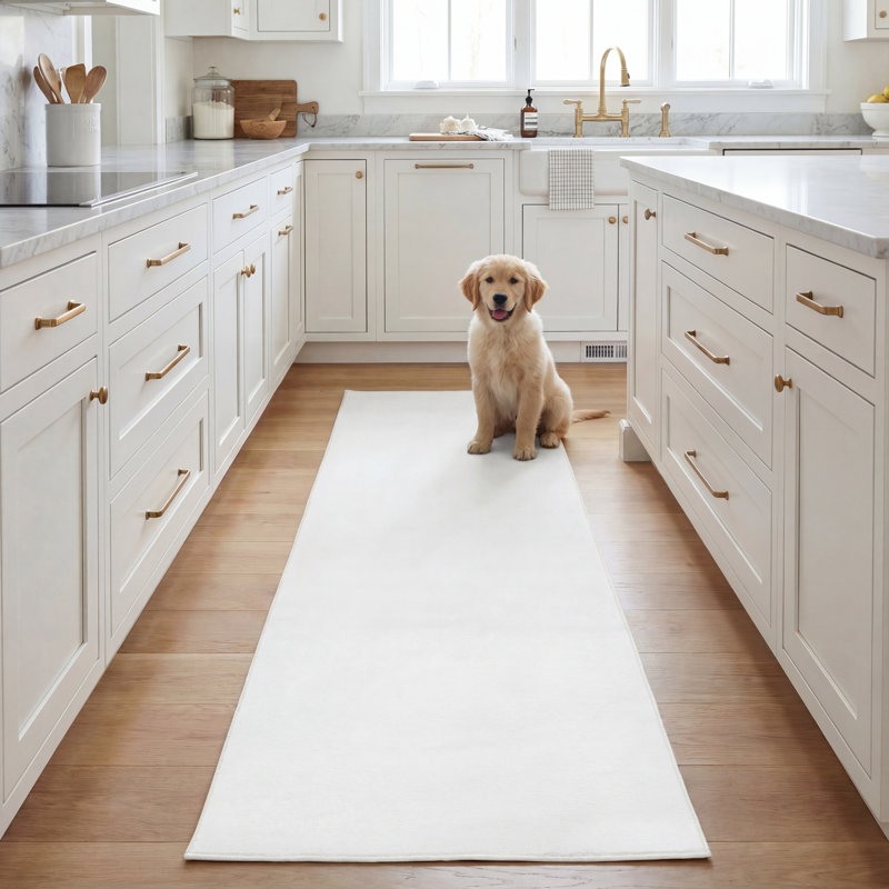 Tapis ivoire Birsen, Tapis de couloir 2 pi 3 po x 8 pi
