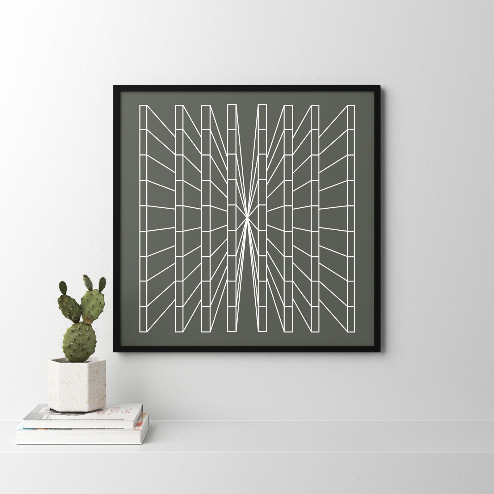 Olive Perspective by Sandi Hauanio, Black Wood Grain, 23.5" H x 23.5" W x 0.75" D