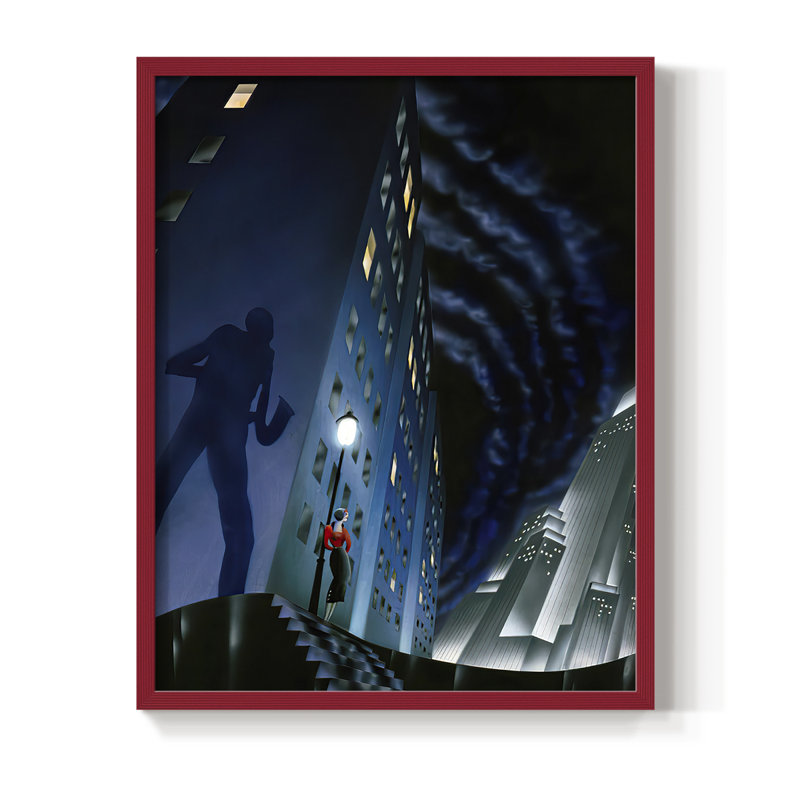 Reproduction encadrée The Shadow - bois massif, Rouge, H 10 po x l 8 po