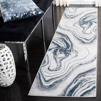 Shara Abstract Grey/Blue Area Rug