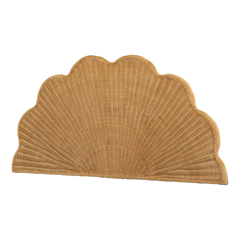 Natural Wicker Queen Wall-Mounted Seashell Headboard