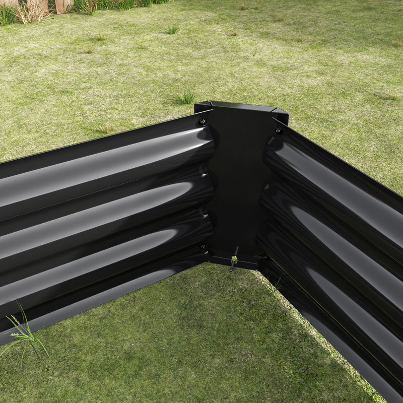 Rectangle Metal Raised Garden Bed (), 11.81" H x 44.69" W x 91.34" D, Black