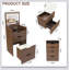 Bureau de coiffeuse 3 en 1 avec miroir éclairé et tabouret, table de maquillage à plateau rabattable, rangement compact pour les petits espaces