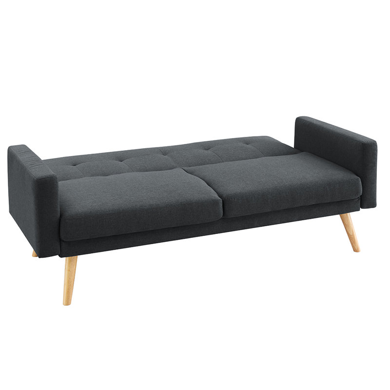 Furrier 2 Seater Sleeper, Charcoal with Mustard Bolster cushions