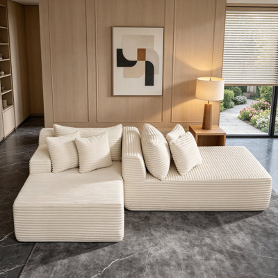 Two-Seater Lazy Sofa Lounge Chair,Compressed Sofa No Assembly Required, Made Of Velvet Fabric, Fluffy Modern Lounge Chair, Used For Indoor Living Rooms And Bedrooms-Beige
