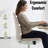 Upholstered Armless Task Chair, Swivel Desk Chair With Wheels, Adjustable Vanity Chair for Make Up-1690009239