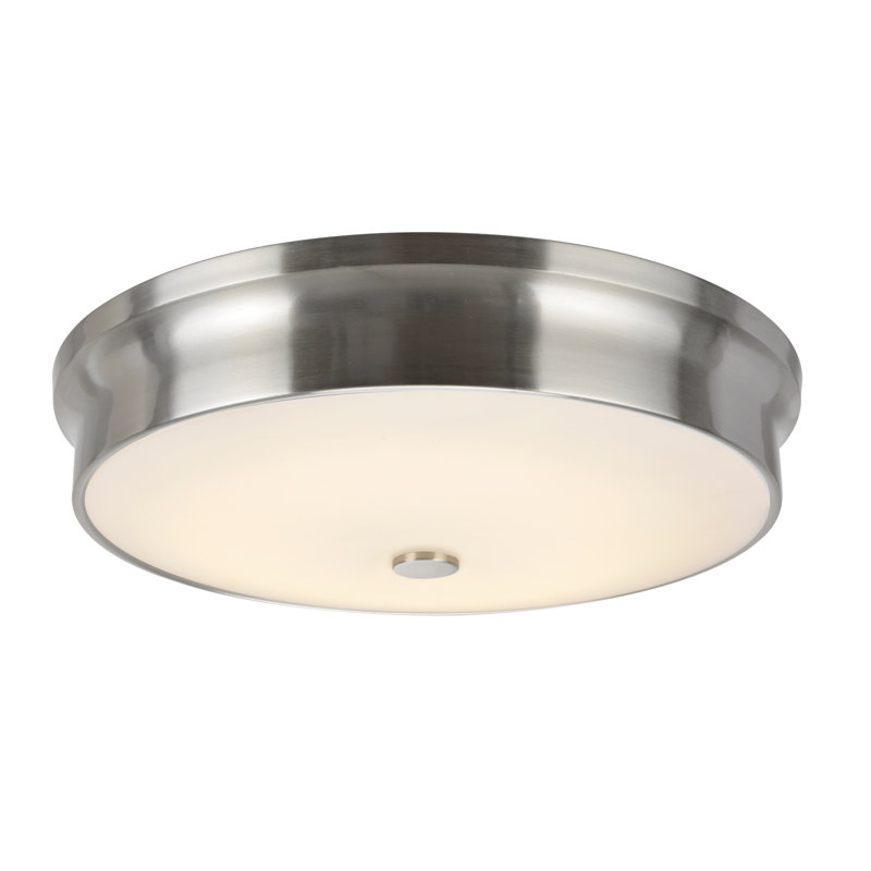 Plafonnier encastré à del à tambour simple 15 po Beckwood, Nickel satiné