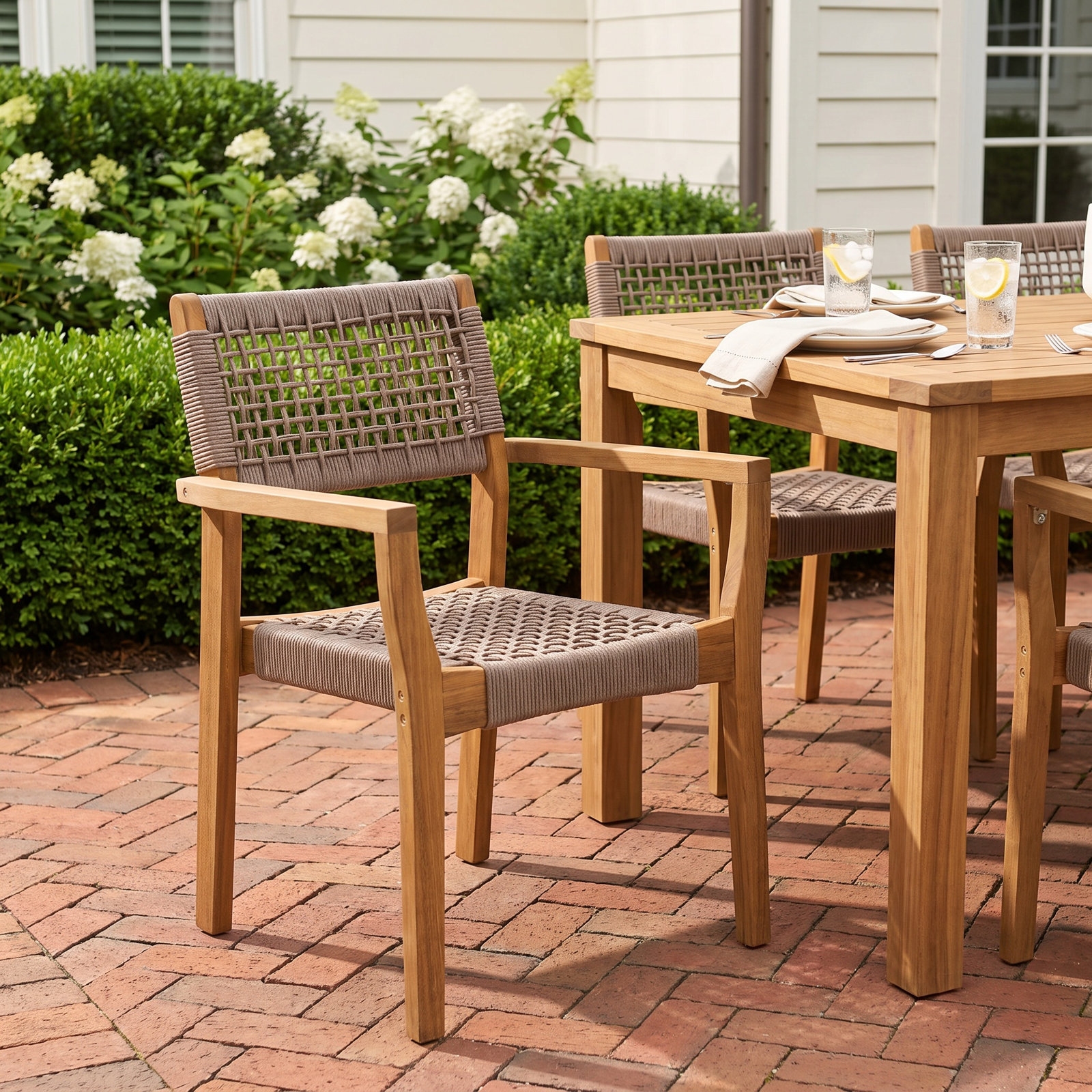 Bennett Stackable Patio Armchair, Beige