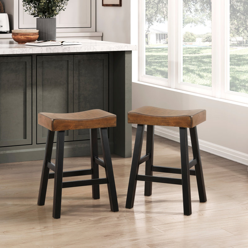 Ensemble de 4 tabourets de comptoir, tabourets de table et de comptoir de style transitionnel et meubles en bois d'hévéa massif