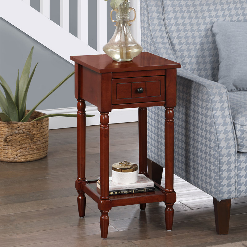 Mayall End Table With Drawer and Solid Wood Legs, Mahogany