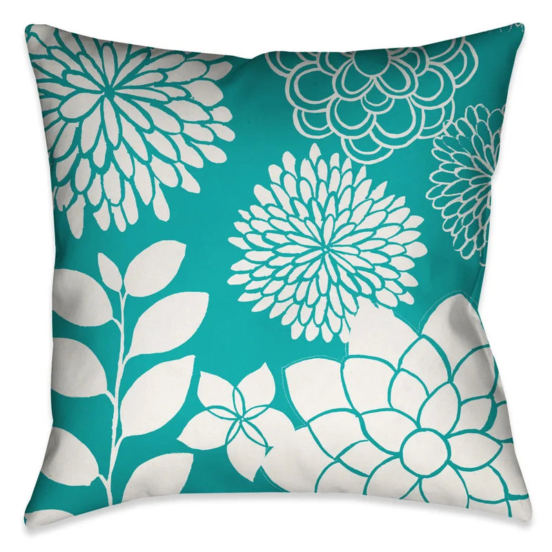  Coussin décoratif abstrait bleu jardin I, H 20 po x l 20 po