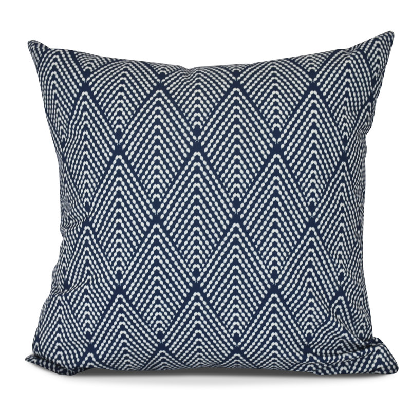 Mangham Outdoor Square Pillow Cover & Insert, Navy Blue Geometric, 20"H x 20"W