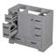 Base de meuble de salle de bain moderne, gris, 6 tiroirs, tablette réglable, meuble-lavabo